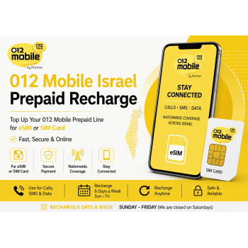 TopUp 012 Mobile Israel Prepaid SIM Card > Recharge SIM Online