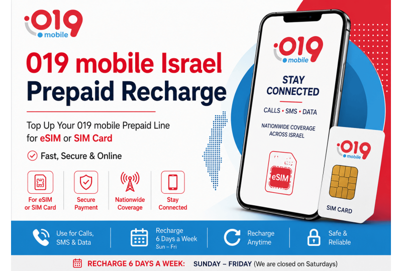 TopUp 019 Mobile Prepaid Israel SIM Card > Refill SIM Online