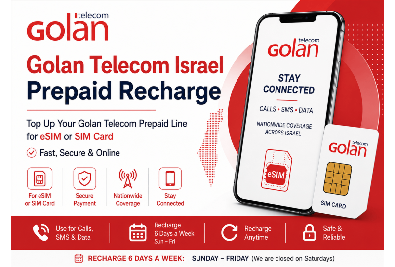 TopUp Golan Telecom Prepaid SIM Online > Recharge Golan SIM