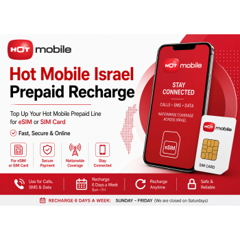 TopUp Hot Mobile Israel Prepaid SIM Card > Recharge eSIM Online