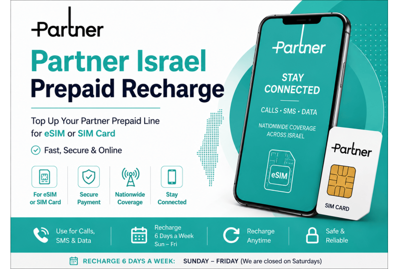 TopUp Partner Prepaid Israel SIM > Recharge SIM Online