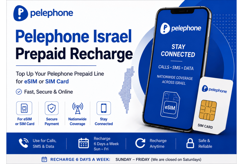 TopUp Pelephone Israel Prepaid SIM Card > Refill SIM Online