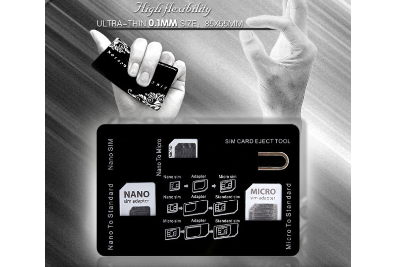 SIM Card Storage Holder with Adapters & Iphone Eject Pin