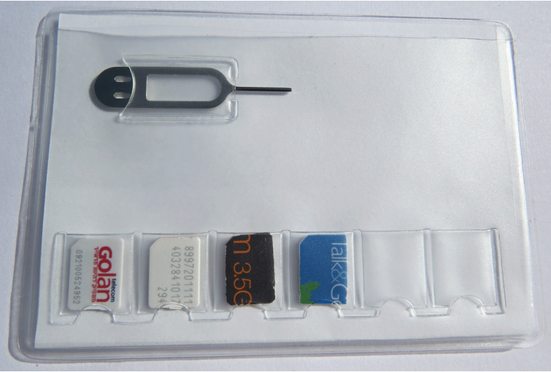 SIM Card Holder for 6 Nano size sim cards + Iphone Pin Tool